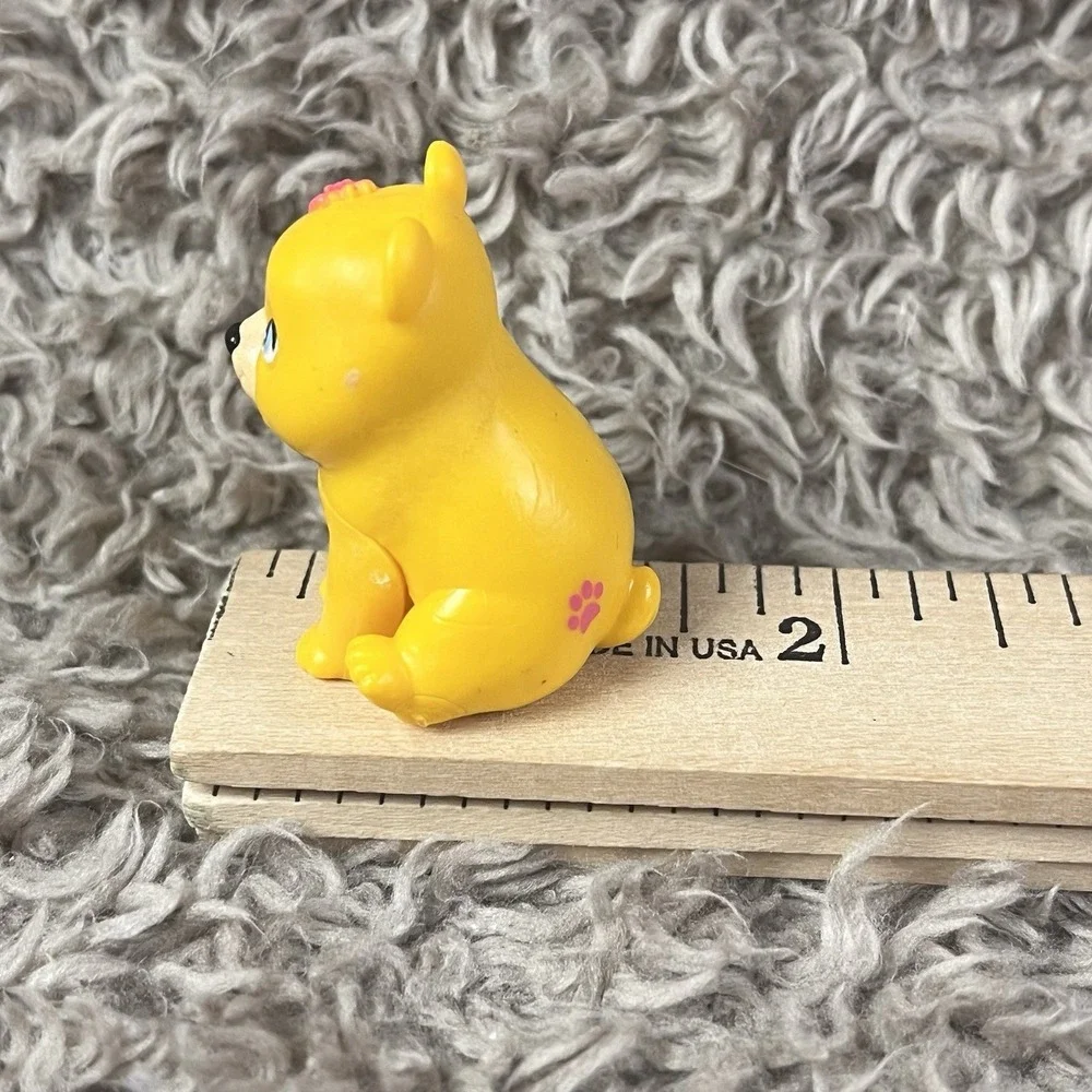 Mattel Barbie Pet Series BEAR Cub Yellow Pink Bow Figure Miniature Toy